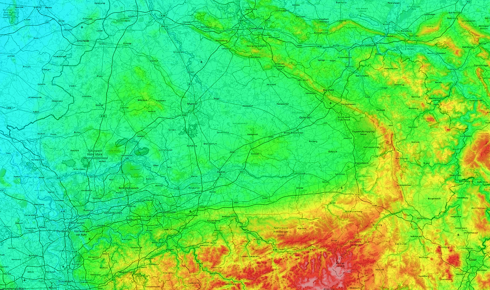 Landkarte der Westfälischen Bucht